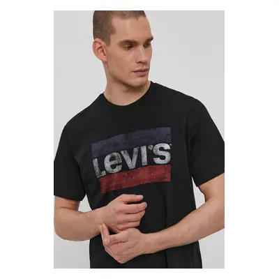 Tričko Levi's pánské, černá barva, s potiskem, 39636.0050-Blacks