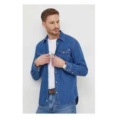 Košile Pepe Jeans HAMMOND pánská, tmavomodrá barva, regular, s klasickým límcem, PM307509HT8