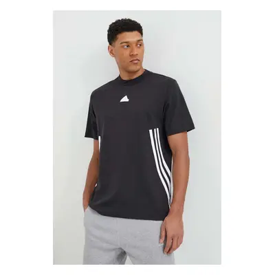 Bavlněné tričko adidas černá barva, s potiskem, IR9166