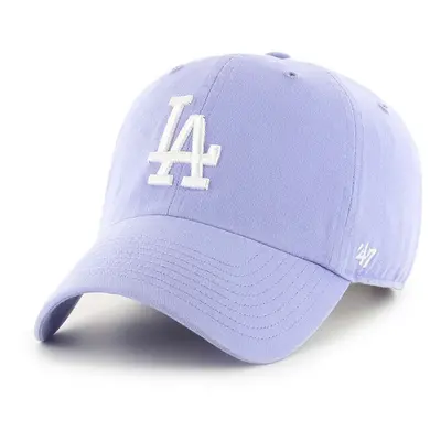 Bavlněná baseballová čepice 47brand MLB Los Angeles Dodgers fialová barva, s aplikací, B-RGW12GW