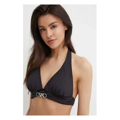 Plavková podprsenka MICHAEL Michael Kors HALTER BIKINI TOP černá barva, mírně vyztužený košík, M