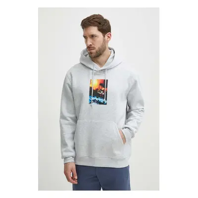 Mikina adidas Originals pánská, šedá barva, s kapucí, s potiskem, IS2907