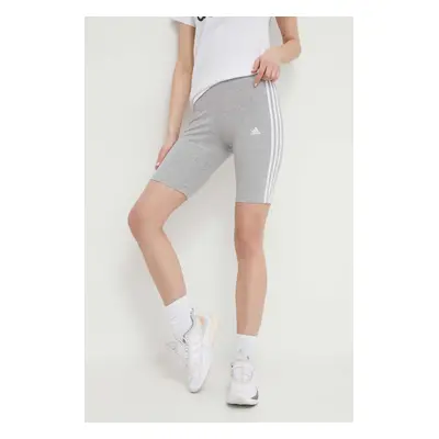 Kraťasy adidas dámské, šedá barva, s aplikací, medium waist, HF5956