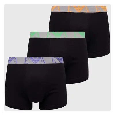 Boxerky Emporio Armani Underwear 3-pack pánské, černá barva, 111357 4R715