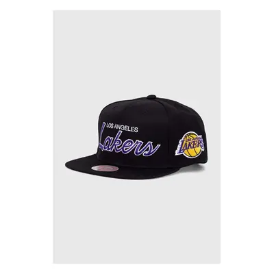 Čepice s vlněnou směsí Mitchell&Ness NBA LOS ANGELES LAKERS černá barva, s aplikací