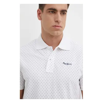 Bavlněné polo tričko Pepe Jeans HUNTER bílá barva, PM542155