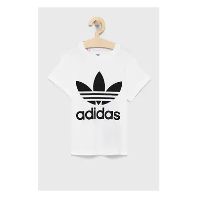 Dětské bavlněné tričko adidas Originals H25246 bílá barva, s potiskem