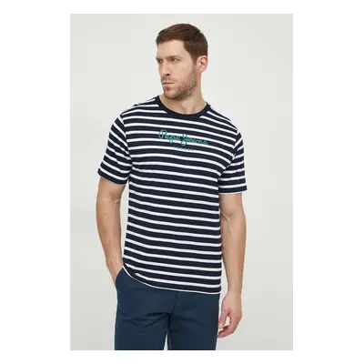 Bavlněné tričko Pepe Jeans STRIPED EGGO tmavomodrá barva, PM509407