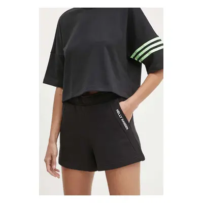 Kraťasy Helly Hansen dámské, černá barva, s potiskem, high waist, 54081