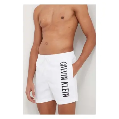 Plavkové šortky Calvin Klein bílá barva, KM0KM01004