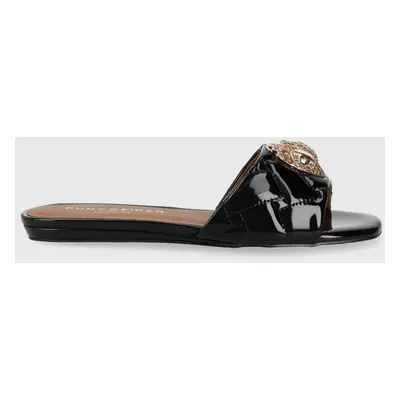 Kožené pantofle Kurt Geiger London Kensington Flat dámské, černá barva, 8496100309