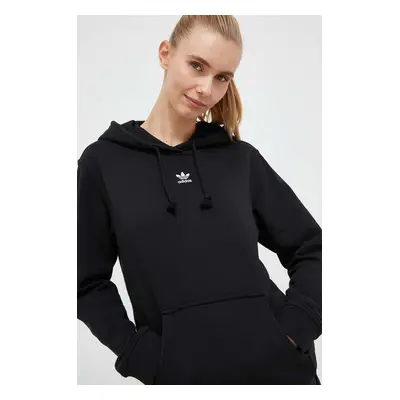 Mikina adidas Originals dámská, černá barva, s kapucí, hladká, IA6420