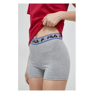 Kraťasy Fila x Hailey Bieber dámské, šedá barva, melanžové, high waist