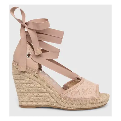 Espadrilky Guess DIANDRA dámské, béžová barva, na klínku, FLGDIR FAL04