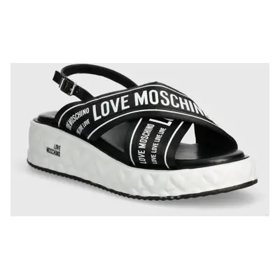 Sandály Love Moschino dámské, černá barva, na platformě, JA16315I0IIX300A