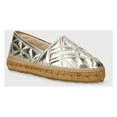 Kožené espadrilky Love Moschino zlatá barva, JA10582G0IIF0900