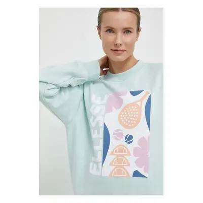 Mikina Ellesse Rosiello Sweatshirt dámská, tyrkysová barva, s potiskem, SGV20247