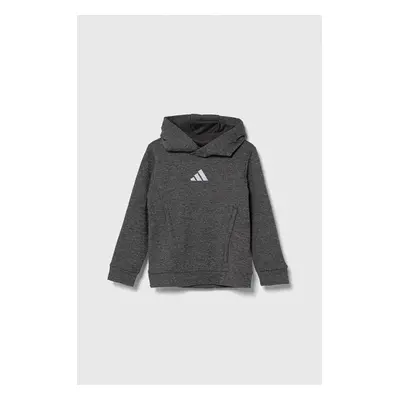 Dětská mikina adidas černá barva, s kapucí, vzorovaná