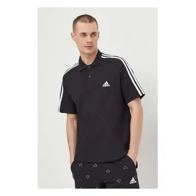 Bavlněné polo tričko adidas černá barva, s aplikací, IC9310