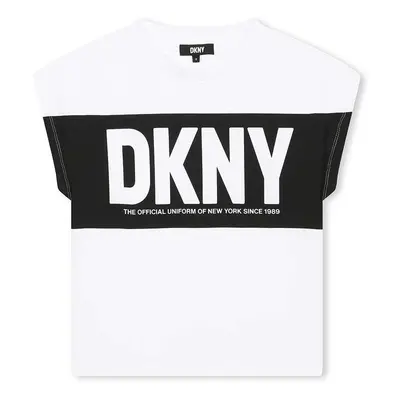 Dětské bavlněné tričko Dkny bílá barva