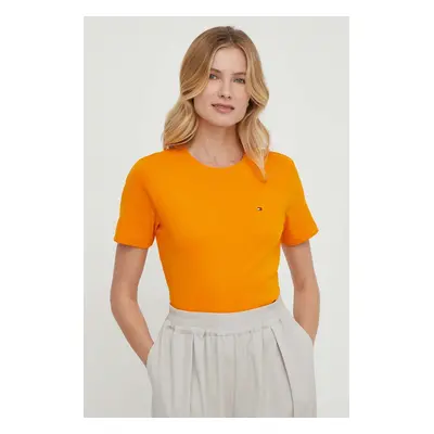 Bavlněné tričko Tommy Hilfiger oranžová barva, WW0WW40587