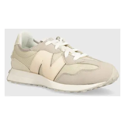 Dětské sneakers boty New Balance GS327FM béžová barva