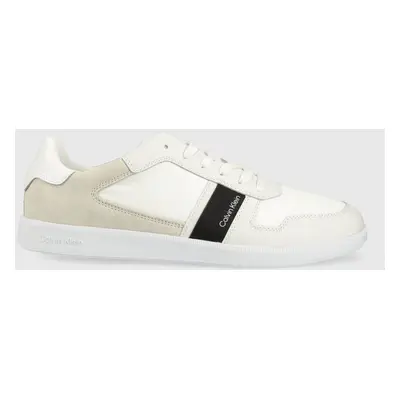 Sneakers boty Calvin Klein LOW TOP LACE UP MIX bílá barva, HM0HM00491