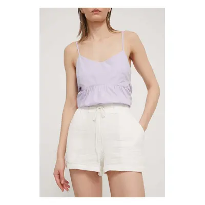 Bavlněné šortky Billabong Day Tripper bílá barva, hladké, high waist, ABJNS00277