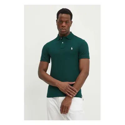 Bavlněné polo tričko Ralph Lauren zelená barva, 710536856