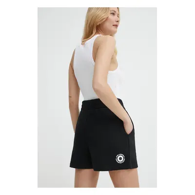 Kraťasy Karl Lagerfeld x Darcel Disappoints dámské, černá barva, s potiskem, high waist