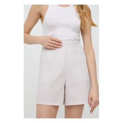 Bavlněné šortky Max Mara Leisure béžová barva, vzorované, high waist, 2416141038600