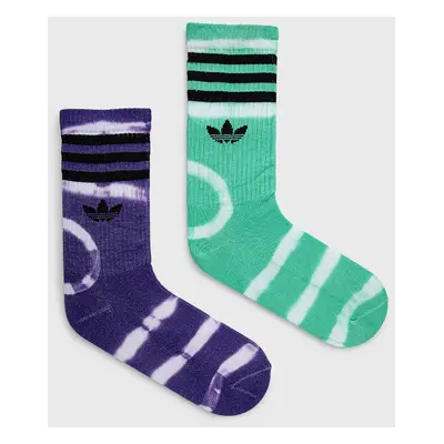 Ponožky adidas Originals (2-pack) HC9538 dámské, zelená barva, HC9538-HIRGR/PURP