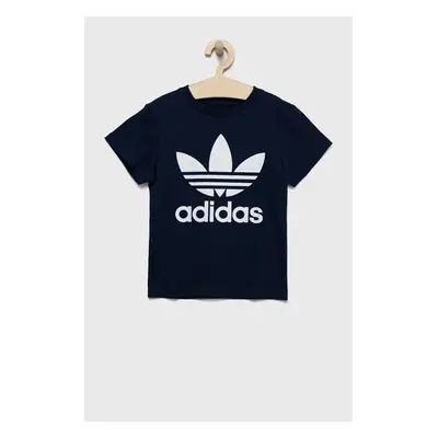 Dětské bavlněné tričko adidas Originals tmavomodrá barva, s potiskem