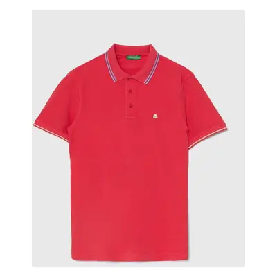 Bavlněné polo tričko United Colors of Benetton růžová barva