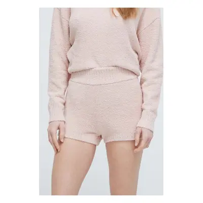 Kraťasy UGG dámské, růžová barva, hladké, high waist, 1136874