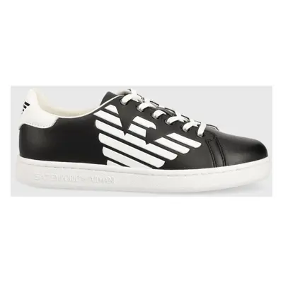 Dětské kožené sneakers boty EA7 Emporio Armani černá barva