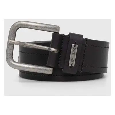 Kožený pásek Pepe Jeans SANDRO BELT pánský, černá barva, PM021017