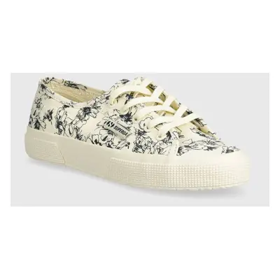 Tenisky Superga 2750 SKETCHED FLOWERS dámské, béžová barva, S6122NW