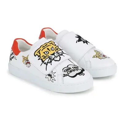 Dětské kožené sneakers boty Kenzo Kids bílá barva