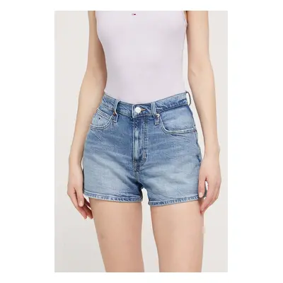 Džínové šortky Tommy Jeans dámské, hladké, high waist, DW0DW17642