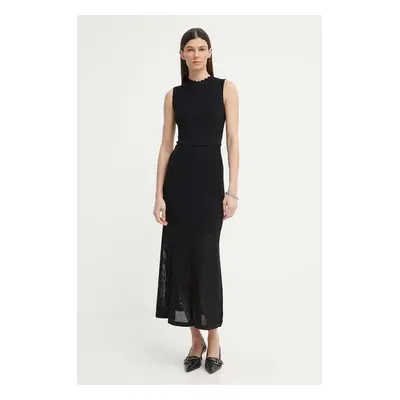 Šaty The Kooples černá barva, maxi, FROB26153K