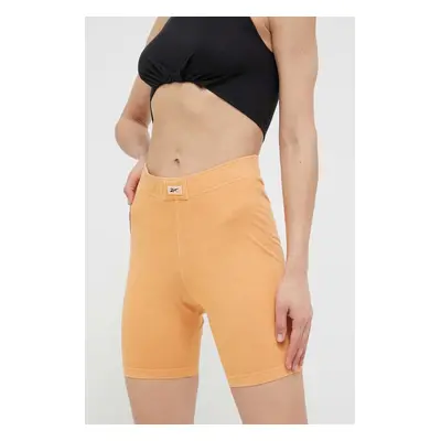 Kraťasy Reebok Classic dámské, oranžová barva, hladké, high waist