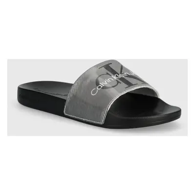 Pantofle Calvin Klein Jeans SLIDE LENTICULAR ML WN dámské, černá barva, YW0YW01403