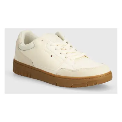 Sneakers boty Tommy Hilfiger TH BASKET CORE LTH MIX ESS béžová barva, FM0FM05058