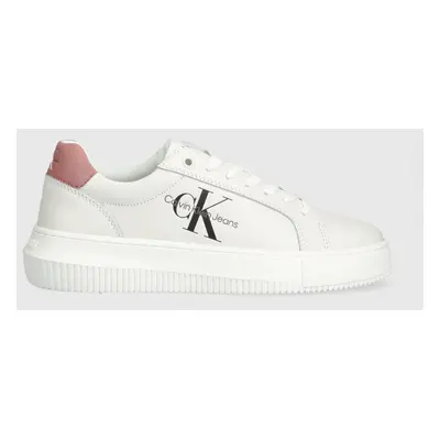 Kožené sneakers boty Calvin Klein Jeans CHUNKY CUPSOLE MONO LTH WN černá barva, YW0YW00823