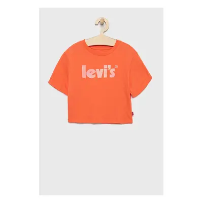 Dětské bavlněné tričko Levi's oranžová barva