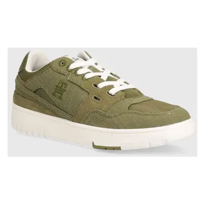 Sneakers boty Tommy Hilfiger TH BASKET STREET SUMMER zelená barva, FM0FM05074