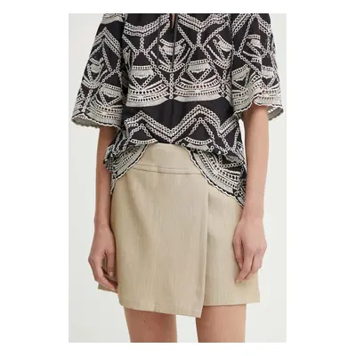 Kalhotová sukně Bruuns Bazaar CindySusBBElica skirt/shorts béžová barva, high waist, BBW4024