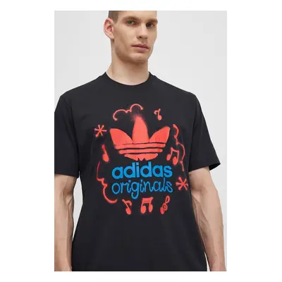 Bavlněné tričko adidas Originals černá barva, s potiskem, IS0224