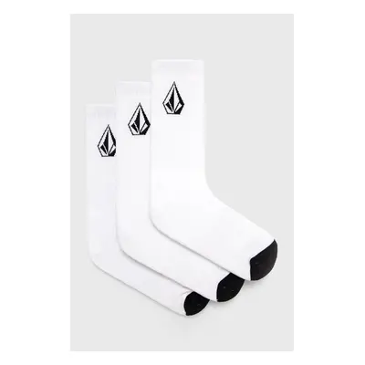 Ponožky Volcom (3-pack) pánské, bílá barva